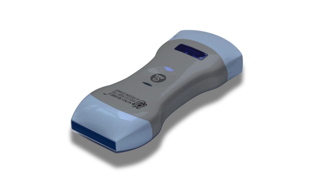 Mobile ultrasound system Sono Mobile CL64 placed on a clinical table for diagnostic imaging use.