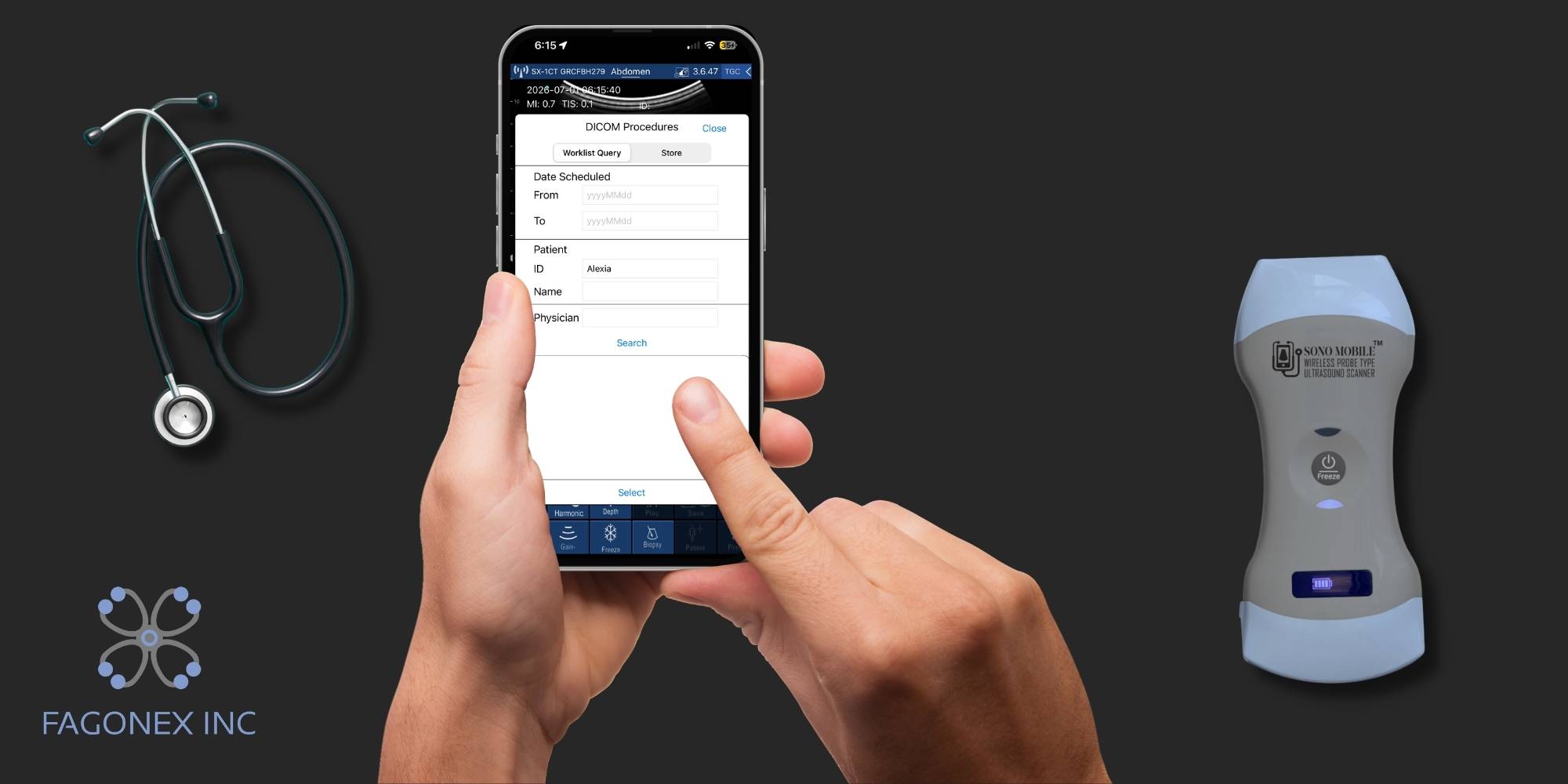 Doctor connecting Sono Mobile™ ultrasound to a PACS system