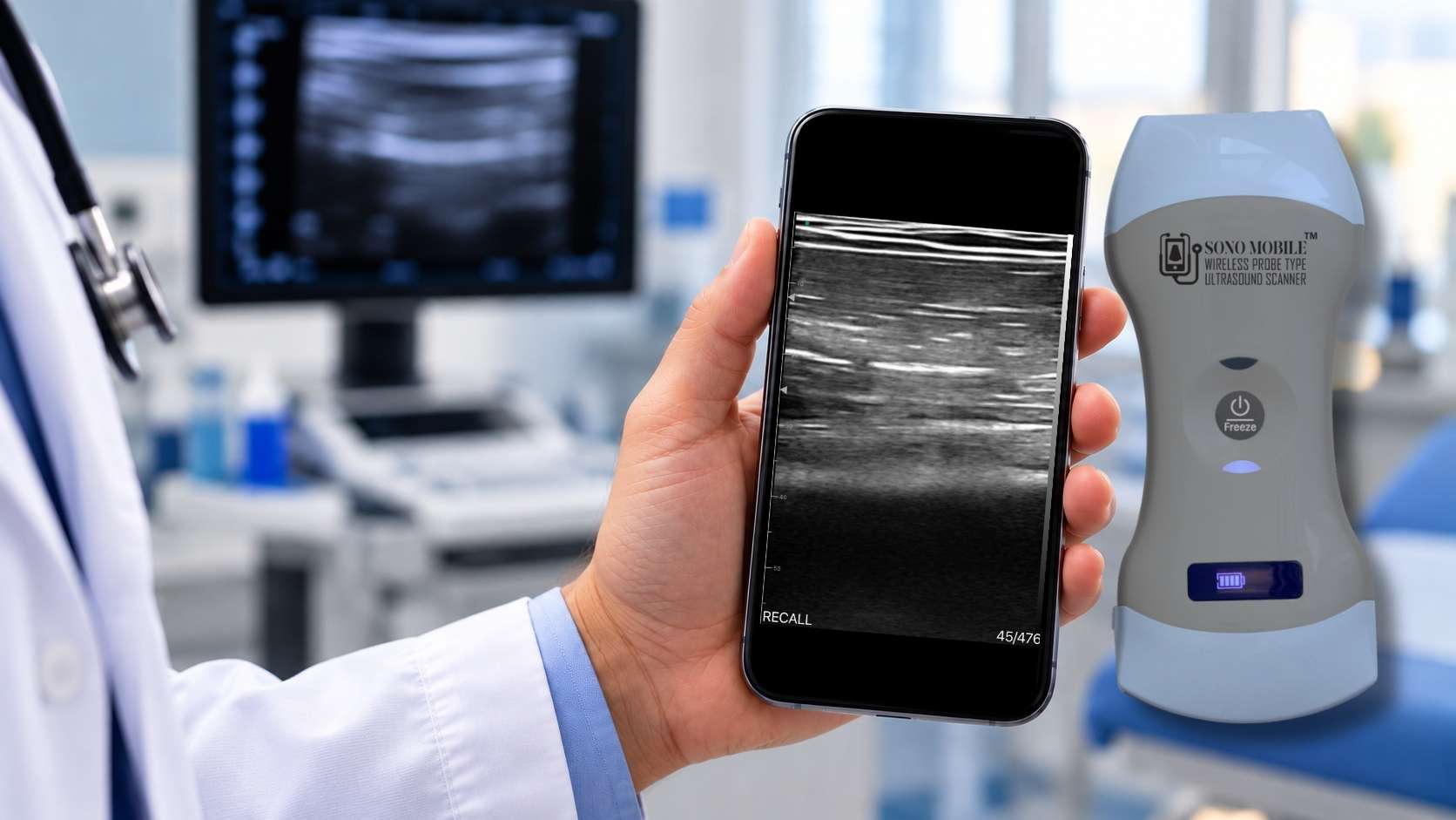 MUSCLE SCAN SONO MOBILE CONNECTED TO MOBILE PHONE